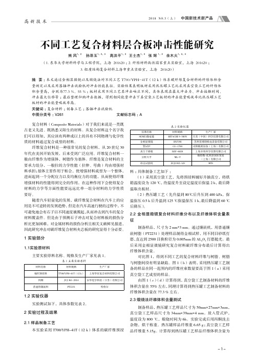 不同工艺复合材料层合板冲击性能研究