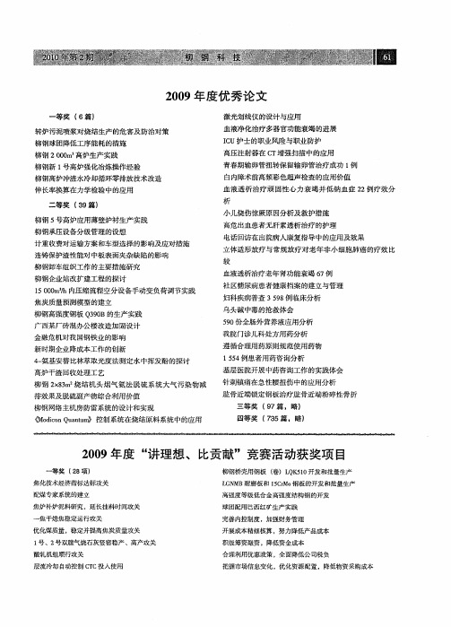 2009年度“讲理想、比贡献”竞赛活动获奖项目