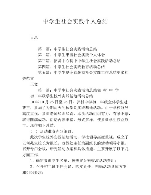 中学生社会实践个人总结
