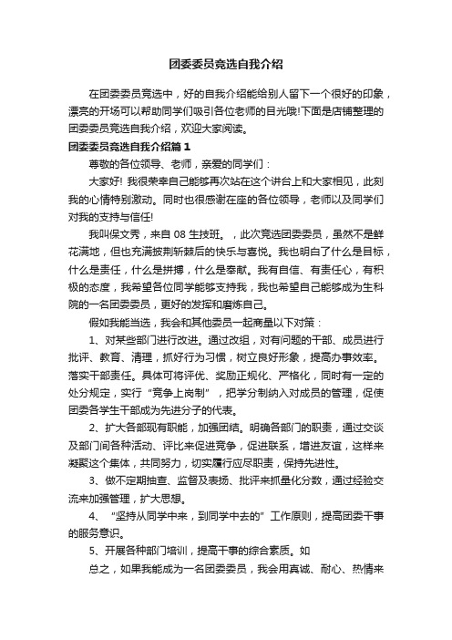 团委委员竞选自我介绍