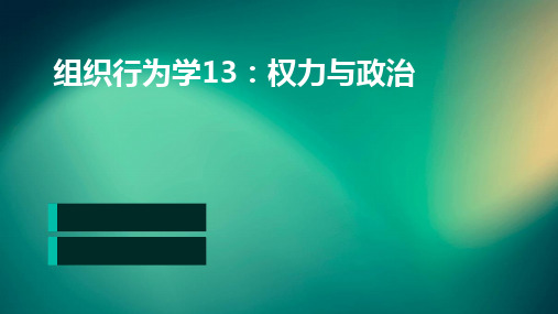 组织行为学13权力与政治