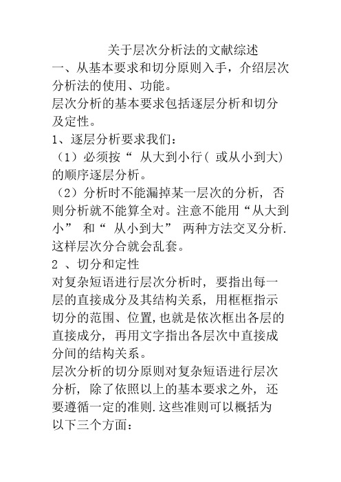 关于现代汉语中层次分析法的文献综述