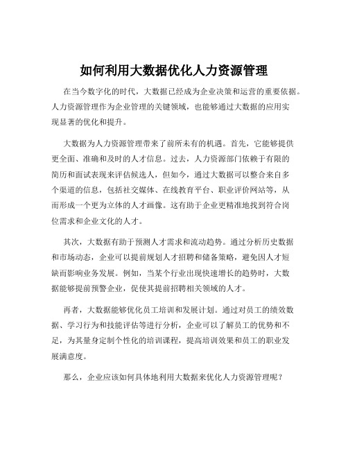 如何利用大数据优化人力资源管理