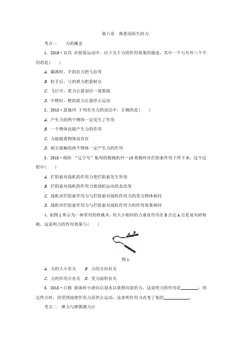 沪科版八年级物理全册第六章熟悉而陌生的力考点分类训练