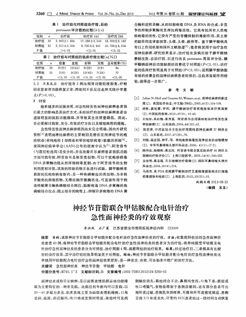 神经节苷脂联合甲钴胺配合电针治疗急性面神经炎的疗效观察