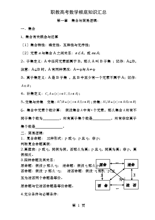 中职数学基础知识汇总课件