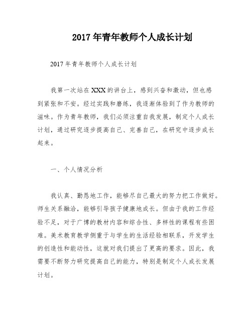 2017年青年教师个人成长计划