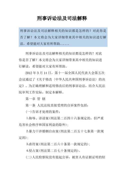 刑事诉讼法及司法解释