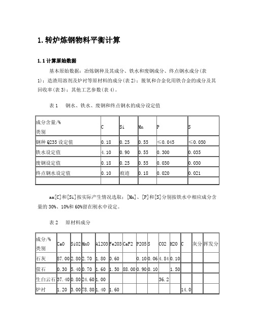 转炉炼钢物料平衡计算