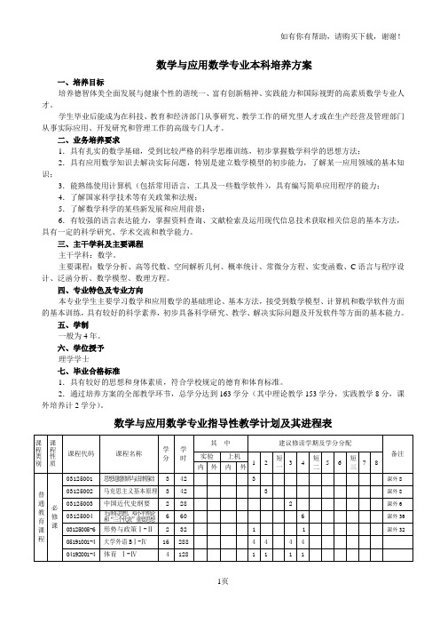 数学与应用数学专业本科培养方案