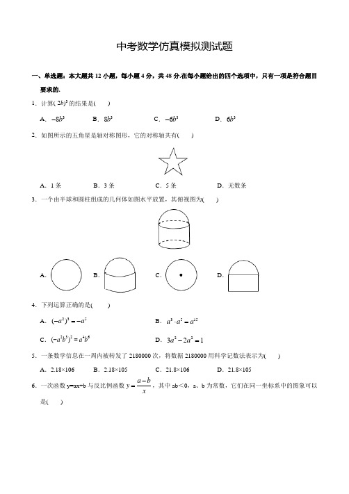 最新中考模拟考试《数学试卷》含答案解析