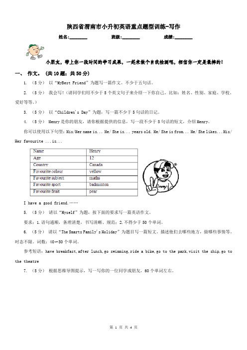 陕西省渭南市小升初英语重点题型训练-写作