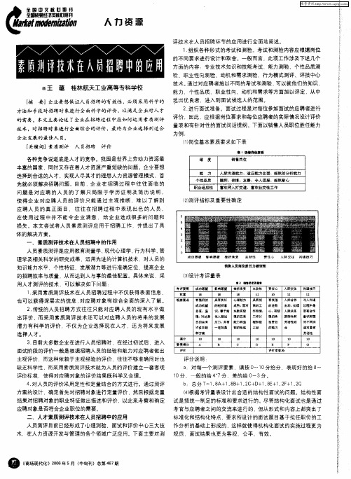 素质测评技术在人员招聘中的应用