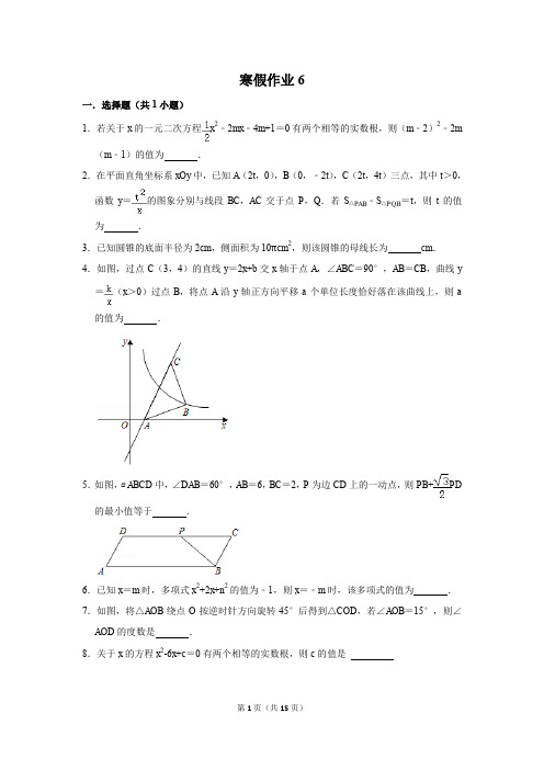 2020九年级数学综合试卷中考试题模拟考试综合练习寒假作业1含答案解析含答案解析寒假作业6