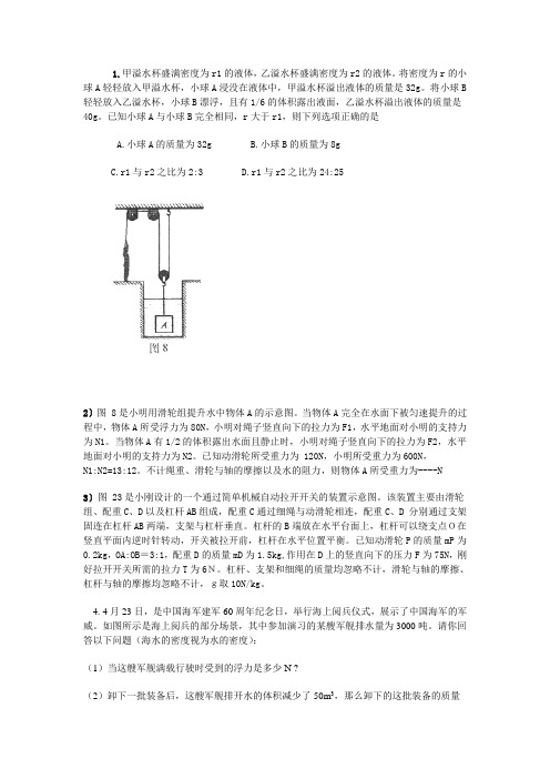 2009年各地中考物理压轴题创新题型专项训练