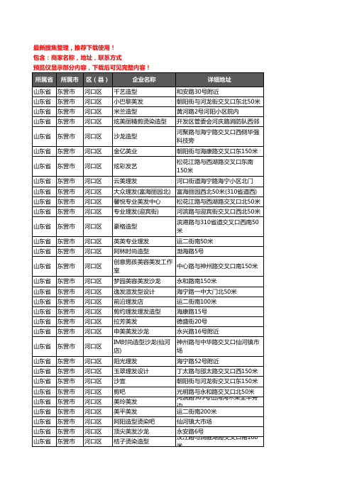 新版山东省东营市河口区美容美发企业公司商家户名录单联系方式地址大全125家