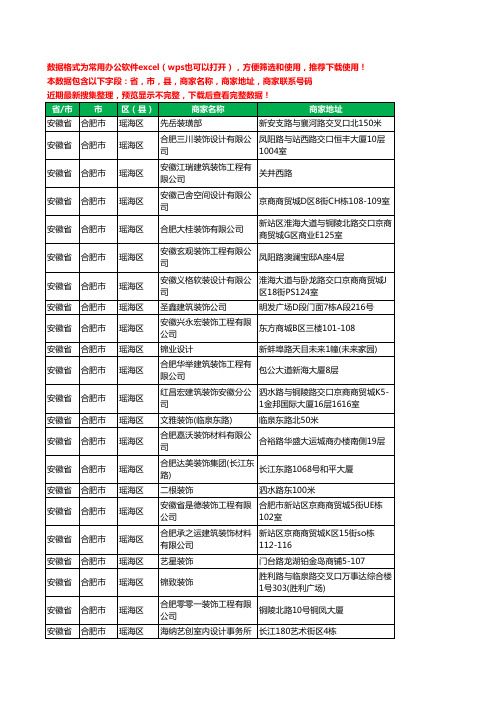 新版安徽省合肥市瑶海区装修公司工商企业公司名录名单黄页大全154家