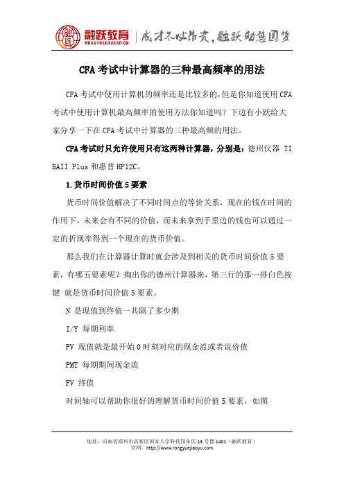 CFA考试中计算器的三种最高频率的用法