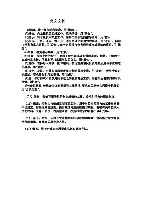 公文文种——精选推荐