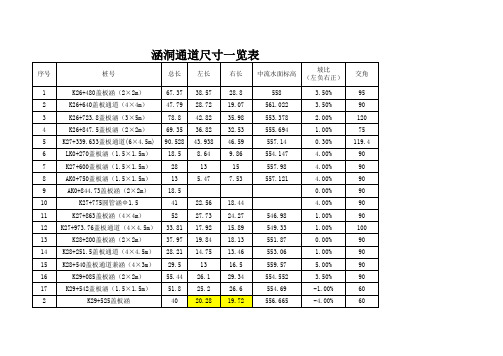 涵洞统计表