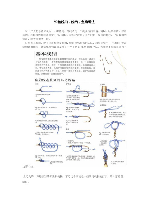 钓鱼线扣,线结,鱼钩绑法