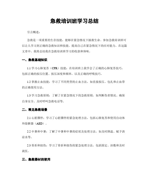 急救培训班学习总结