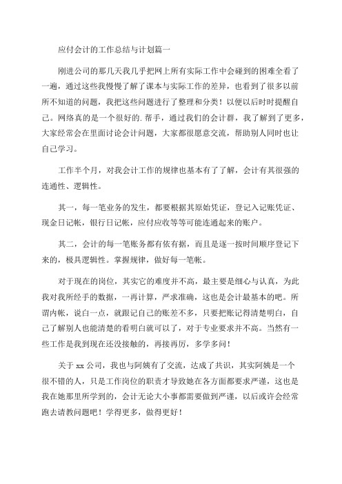 2023年应付会计的工作总结与计划(十篇)