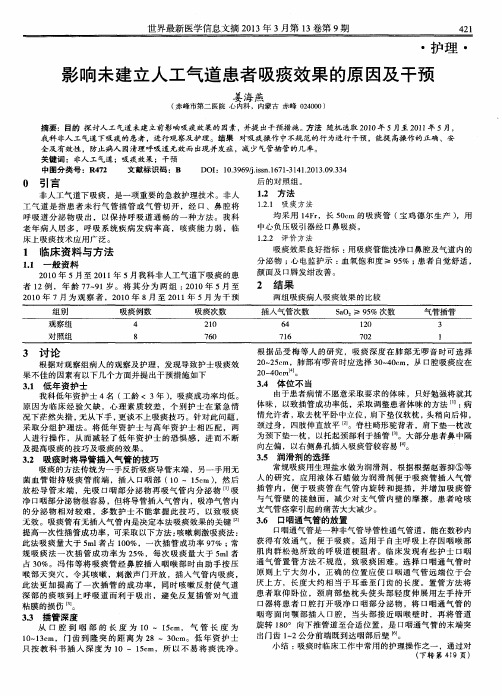 影响未建立人工气道患者吸痰效果的原因及干预