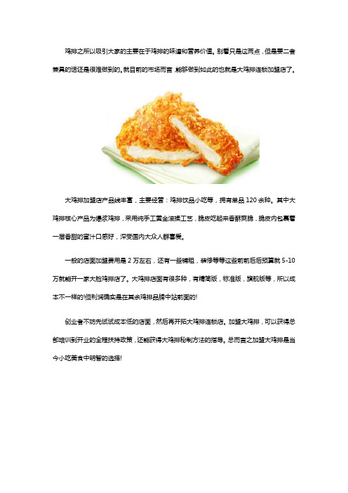 大鸡排连锁加盟赚钱吗?