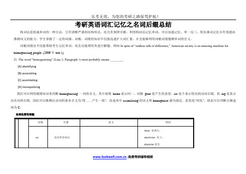 考研英语词汇记忆之名词后缀总结