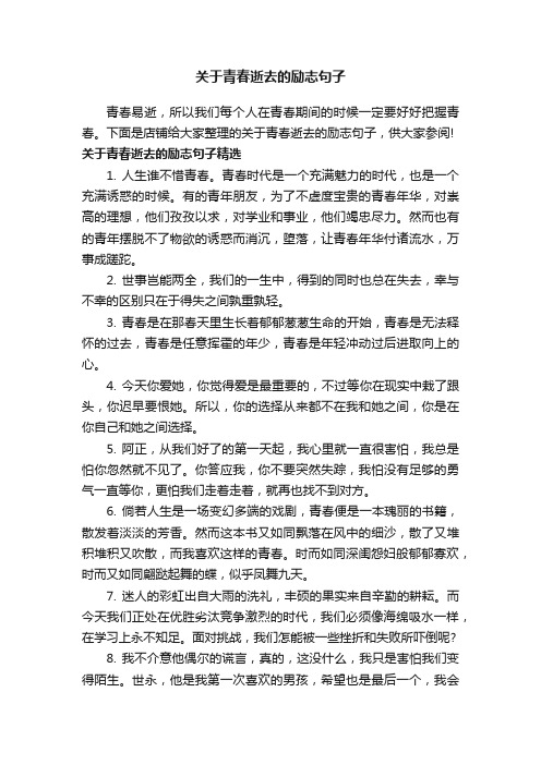 关于青春逝去的励志句子