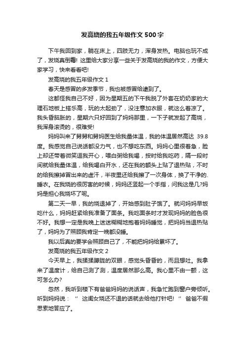 发高烧的我五年级作文500字