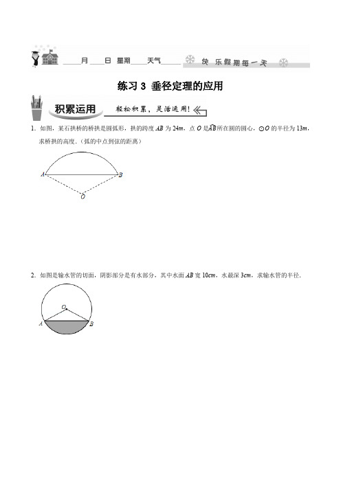 练3_垂径定理的应用(苏科版)(原卷版)