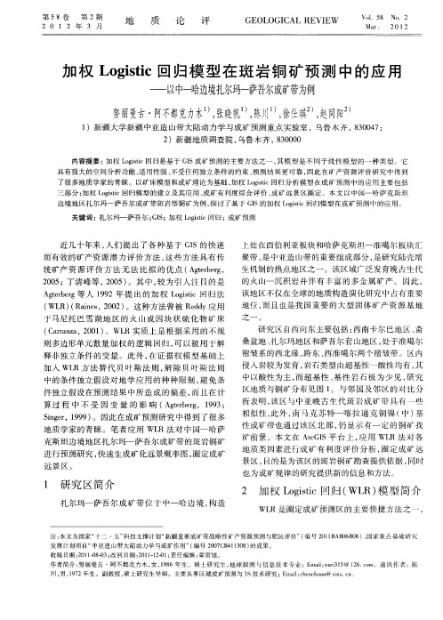 加权Logistic回归模型在斑岩铜矿预测中的应用——以中—哈边境扎尔玛—萨吾尔成矿带为例