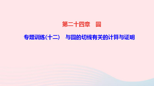 数学九年级上册第二十四章圆专题训练(十二)与圆的切线有关的计算与证明课件 新人教版(2)