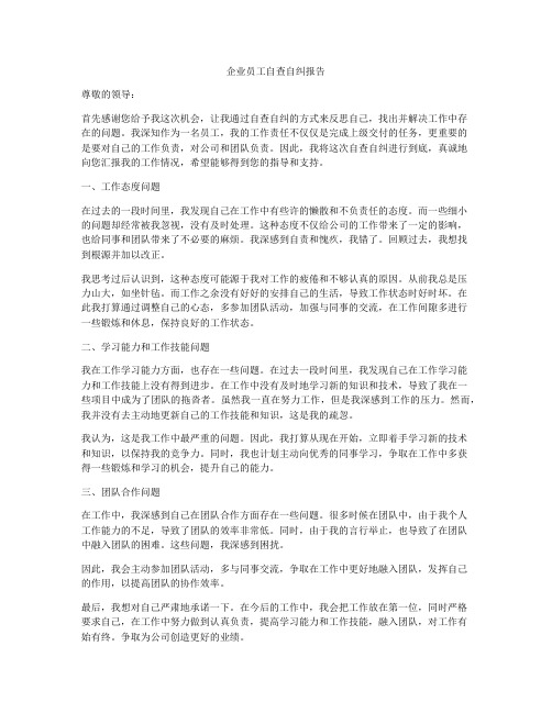 企业员工自查自纠报告