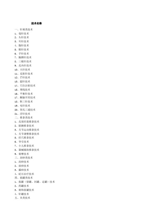 中医医疗技术手册目录(普及版)