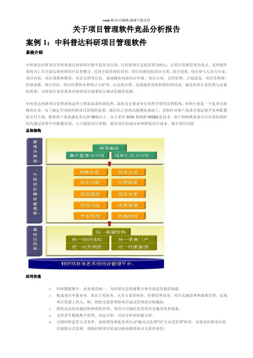 关于项目管理软件竞品分析报告