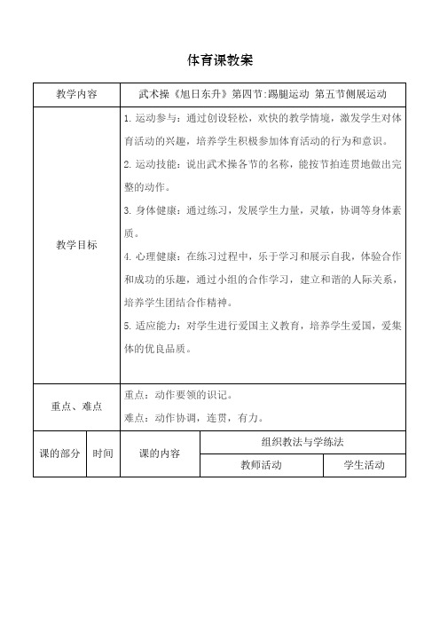 新人教版一至二年级体育《武术  3.武武术健身操  2.武武术健身操《旭日东升》第四、五节》公开课教案_13