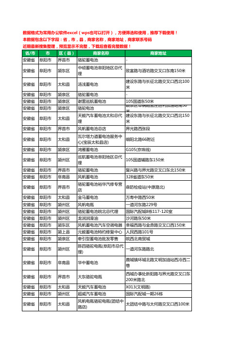 2020新版安徽省阜阳市蓄电池工商企业公司商家名录名单黄页联系电话号码地址大全41家