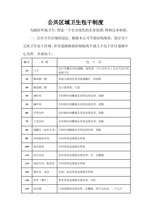 公共包干区域卫生包干制度