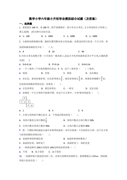 数学小学六年级小升初毕业模拟综合试题(及答案)