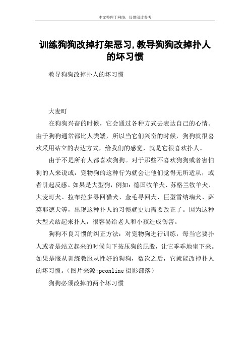 训练狗狗改掉打架恶习,教导狗狗改掉扑人的坏习惯