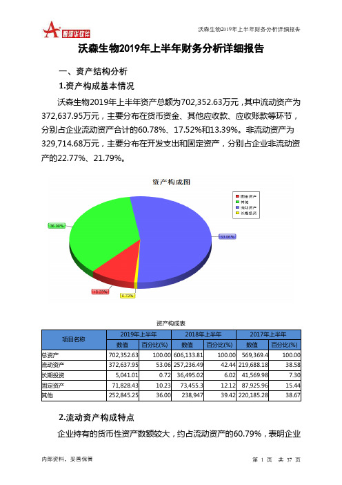 沃森生物2019年上半年财务分析详细报告