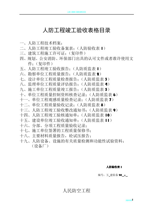 全套人防工程竣工验收资料