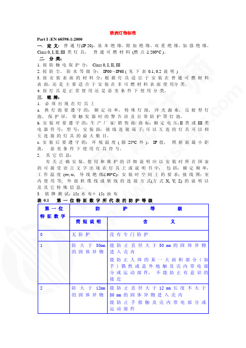 EN60598-1 2000 欧洲灯饰标准