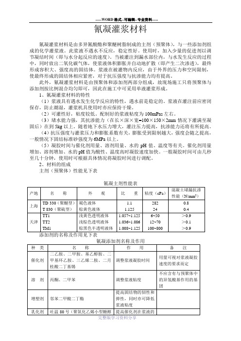 氰凝灌浆材料