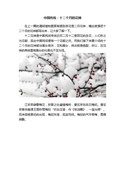 中国传统：十二个月的花神