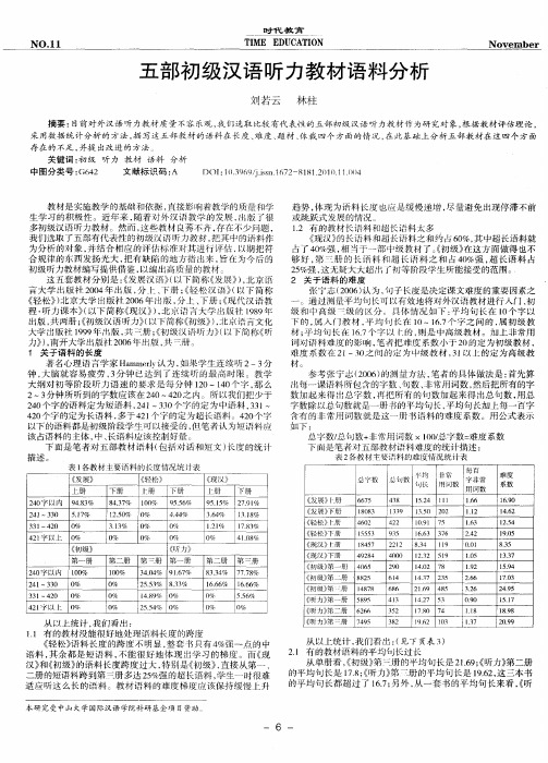 五部初级汉语听力教材语料分析