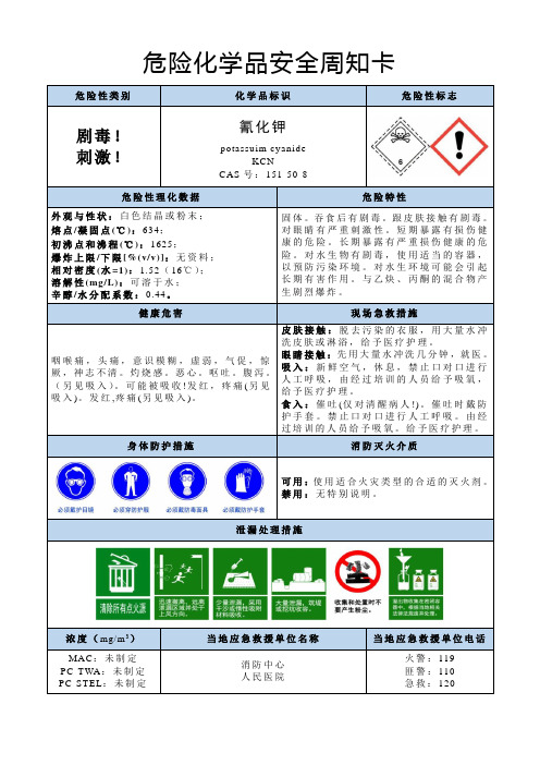 氰化钾-危险化学品安全周知卡